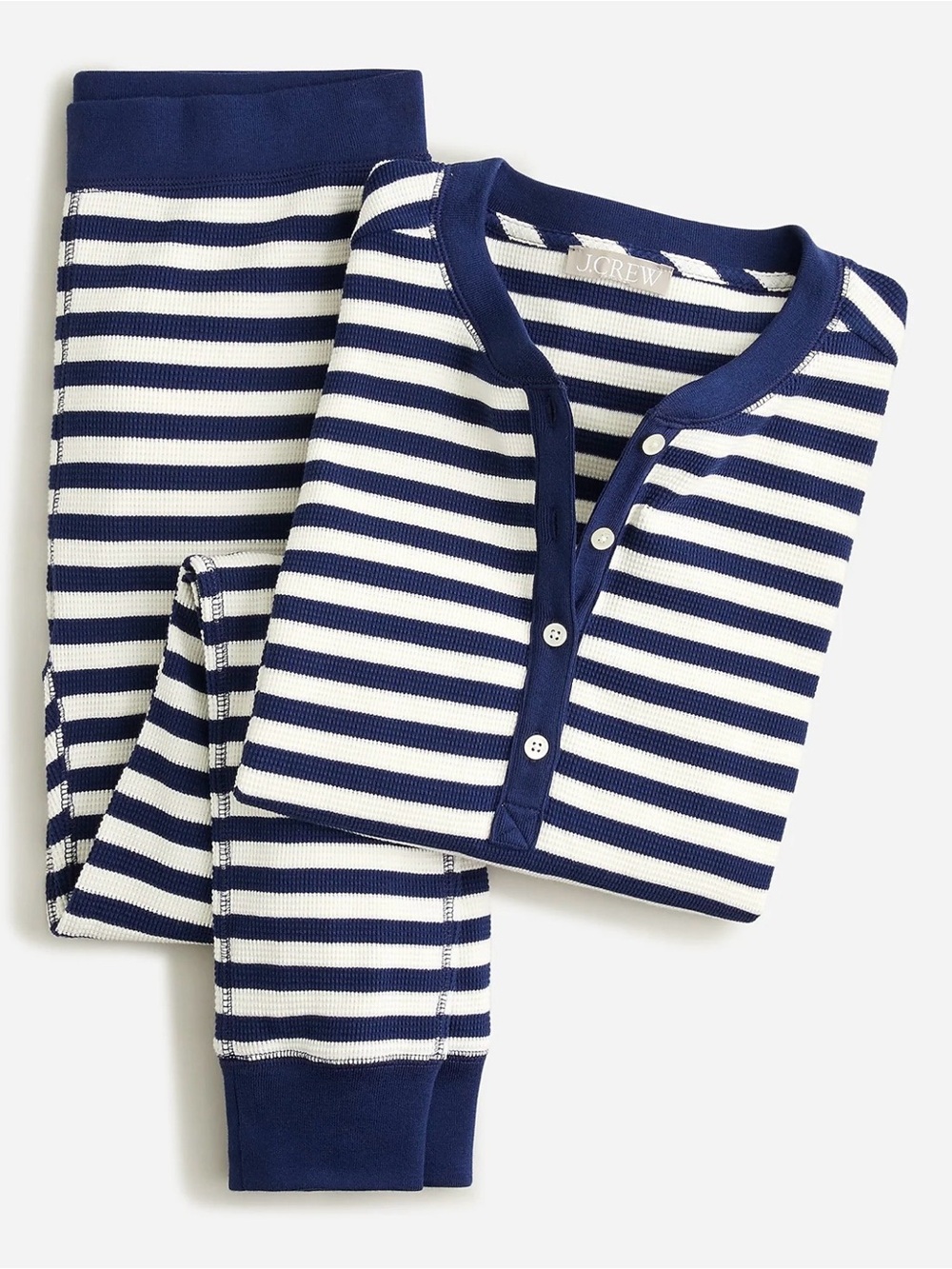 J. Crew Waffle henley pajama set in stripe ,S